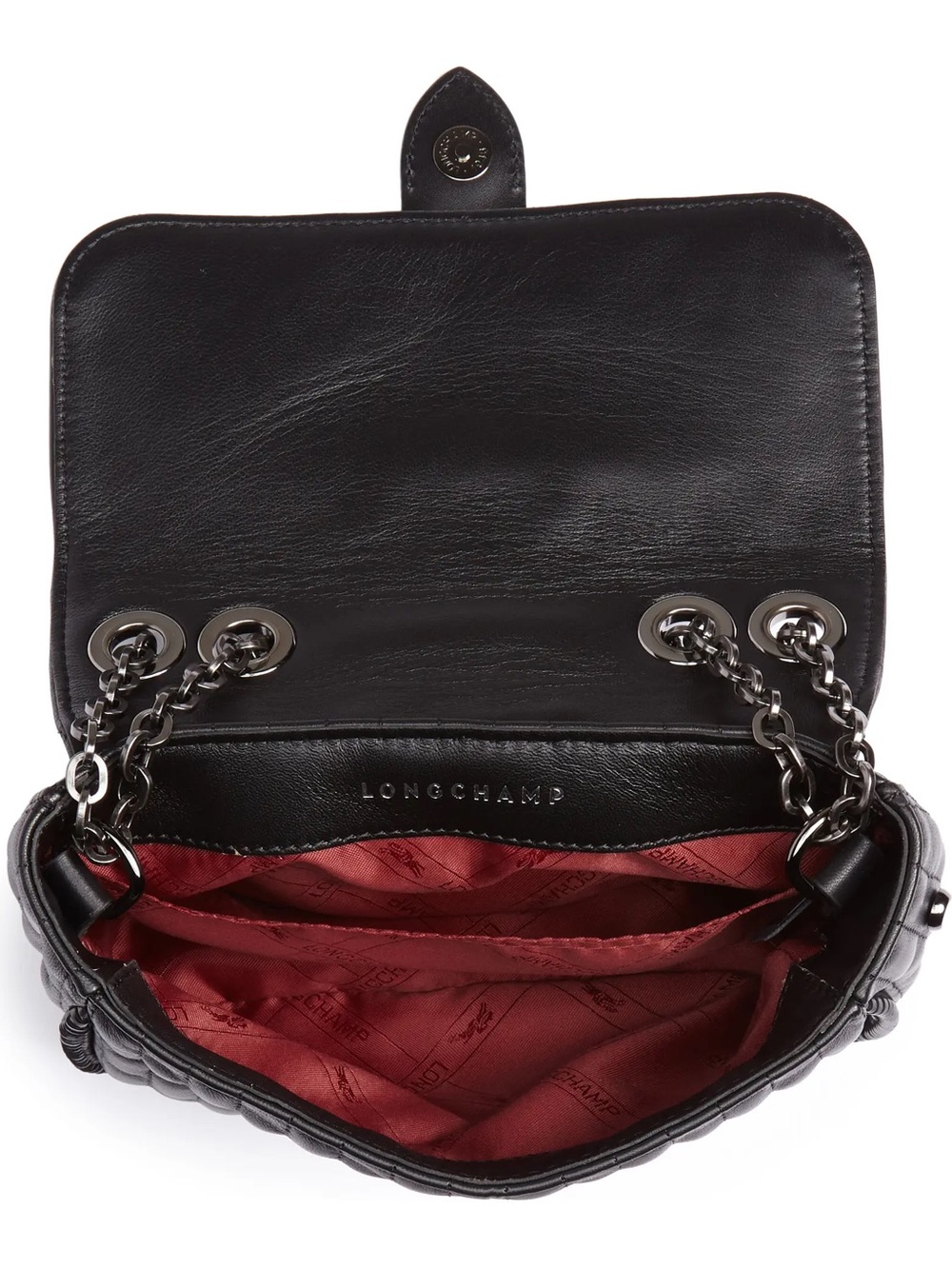Longchamp Black Quilted Leather Crossbody with Chain Strap - Picture 5 of 6